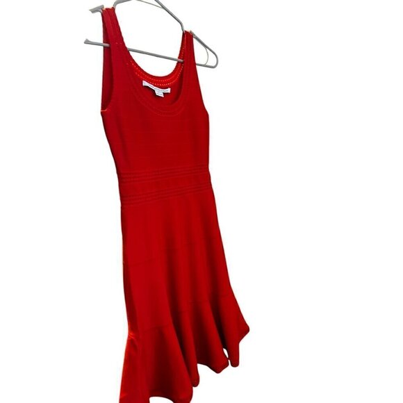 Diane Von Furstenberg Red Sleeveless Knit Flared Hem Dress P - Picture 3 of 9